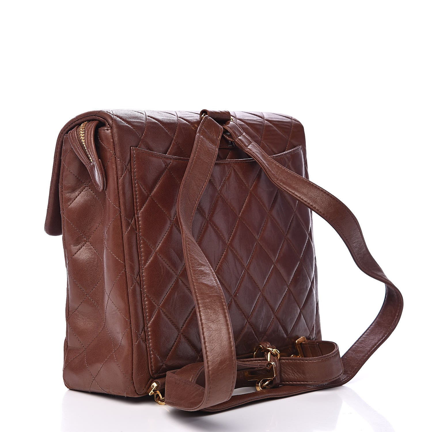 Chanel Lambskin Quilted Backpack Brown 3 of 20