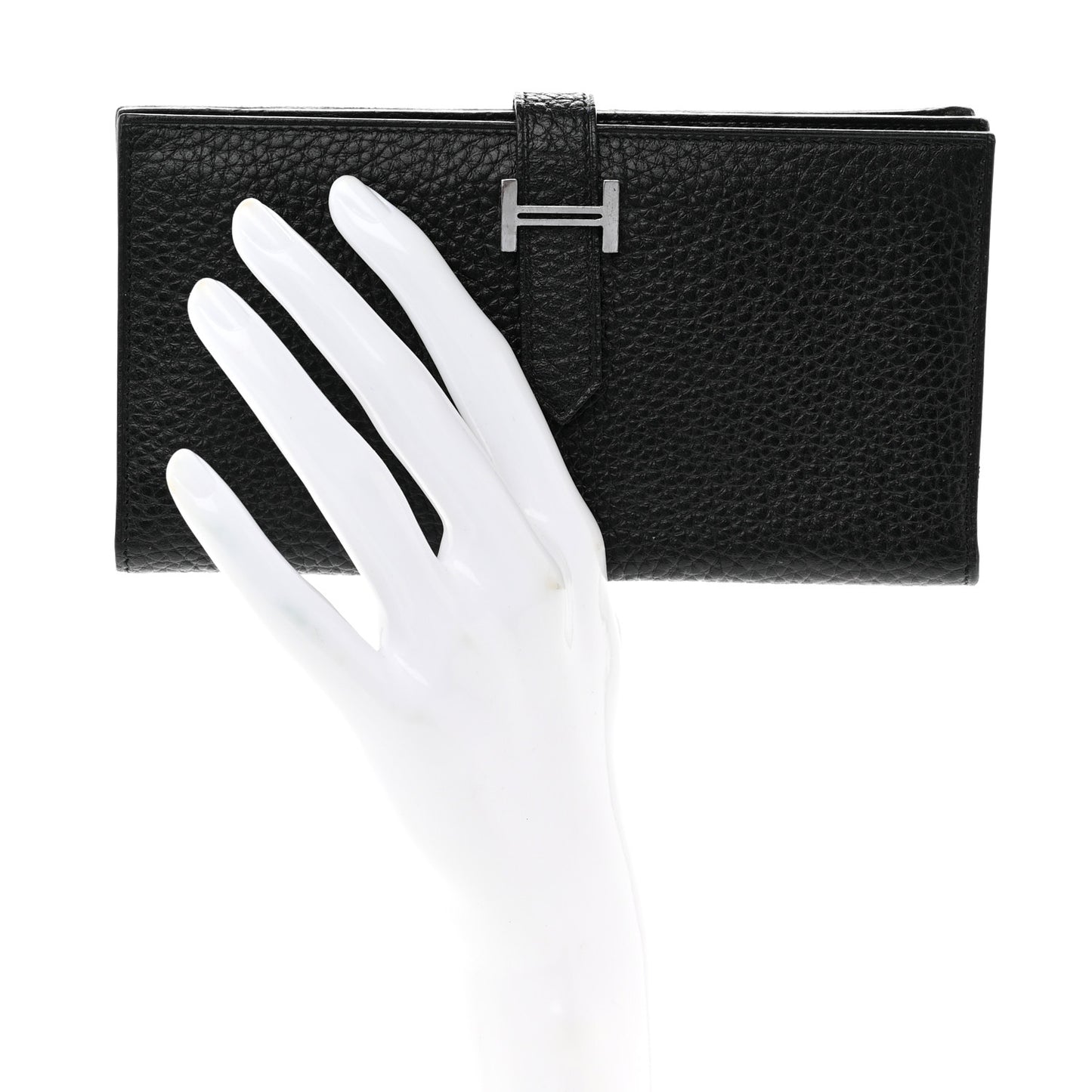 Taurillon Clemence Bearn Gusset Wallet Black
