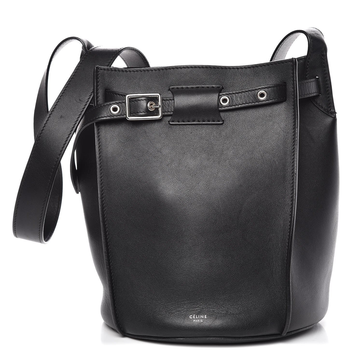Celine Smooth Calfskin Long Strap Big Bucket Bag Black 1 of 11