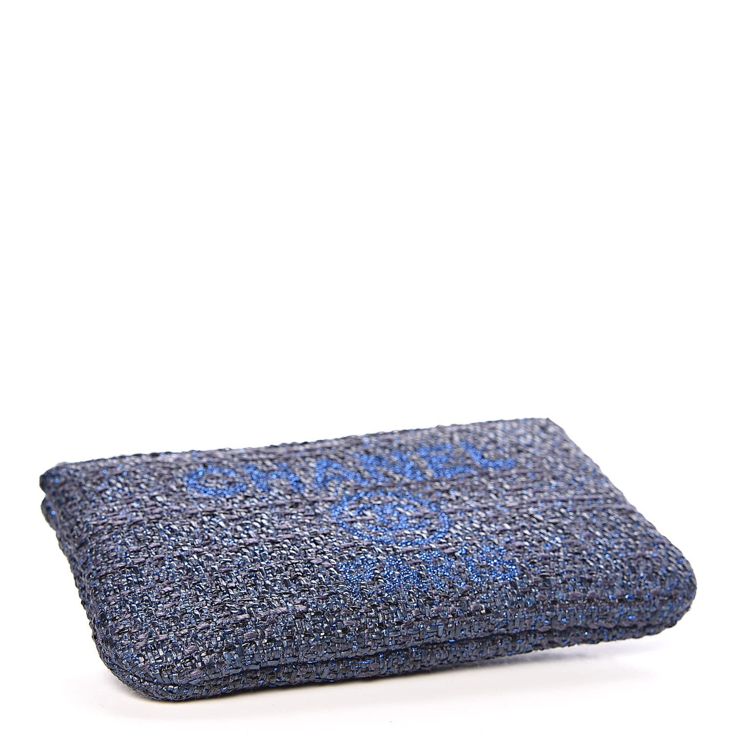 Woven Straw Raffia Deauville Cosmetic Pouch Blue
