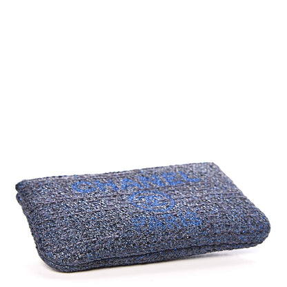 Chanel Woven Straw Raffia Deauville Cosmetic Pouch Blue 4 of 8