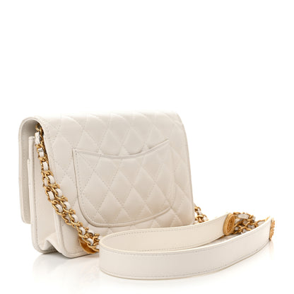 Chanel Caviar Quilted Twist Your Buttons Wallet On Chain WOC White 3 of 14