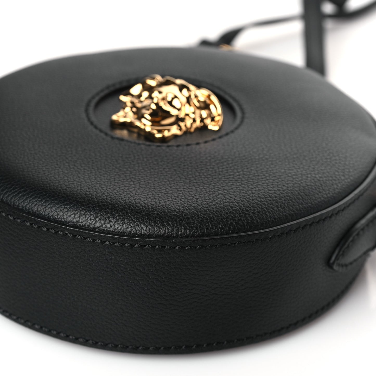 Calfskin La Medusa Round Camera Bag Black
