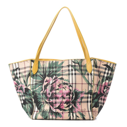 Burberry Haymarket Check Floral Print Small Canterbury Tote Yellow 1 of 13