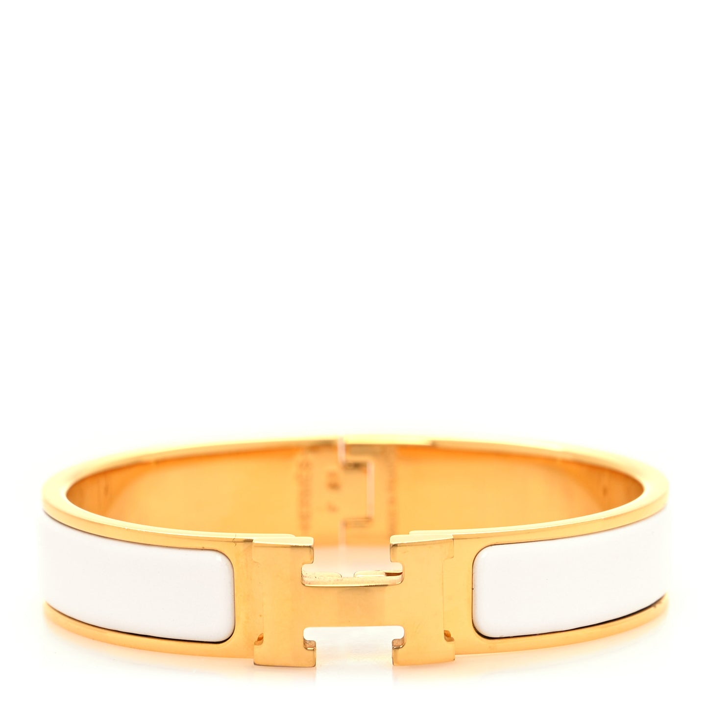 Enamel Narrow Clic Clac H Bracelet GM White