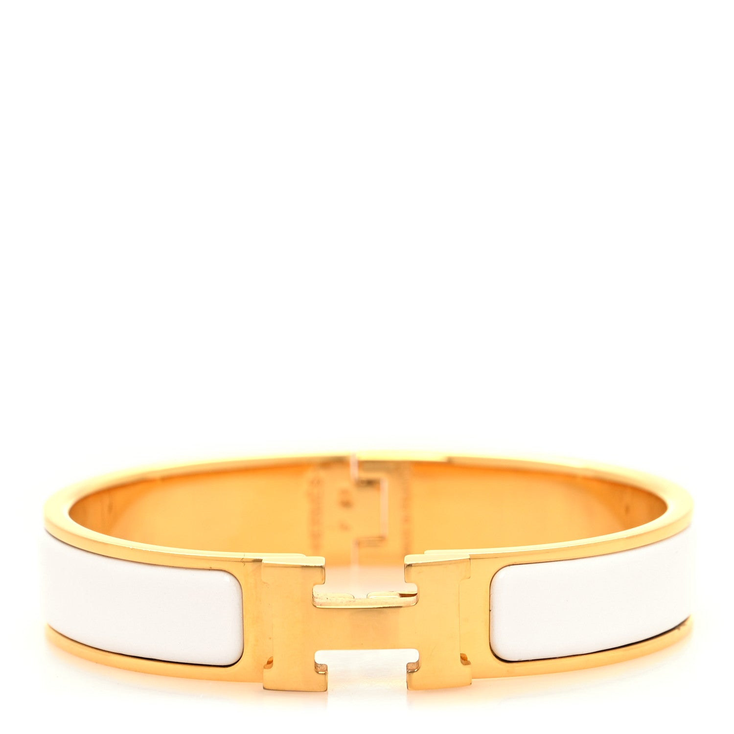 Hermes Enamel Narrow Clic Clac H Bracelet GM White 1 of 5