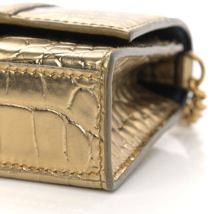 Balenciaga Metallic Calfskin Crocodile Embossed Hourglass Chain Bag Gold 17 of 25