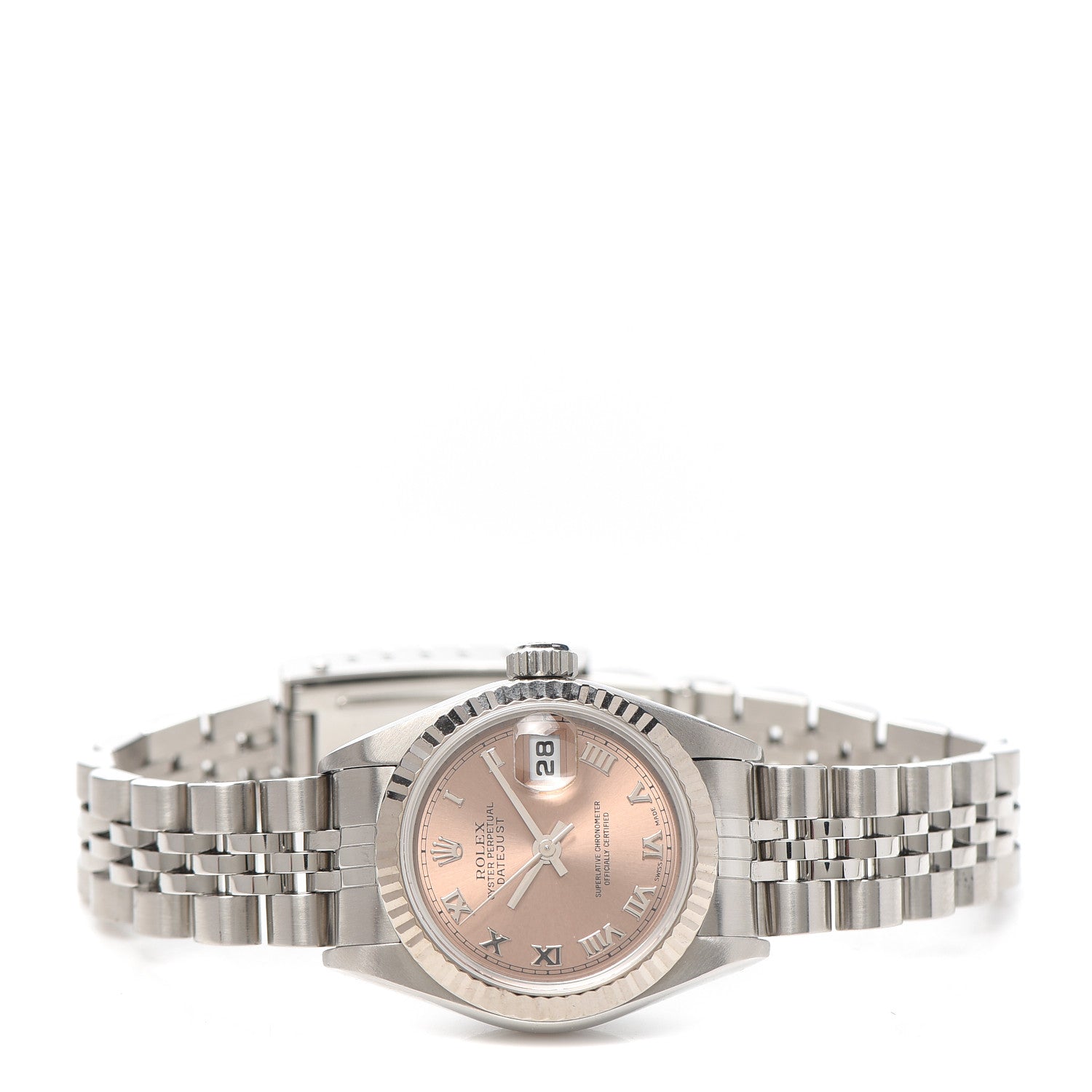 Rolex Stainless Steel 26mm Oyster Perpetual Datejust Watch Pink Roman 79174 2 of 5
