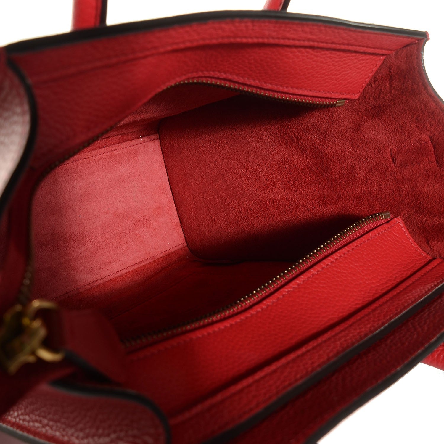 Celine Drummed Calfskin Nano Luggage Coquelicot 5 of 9