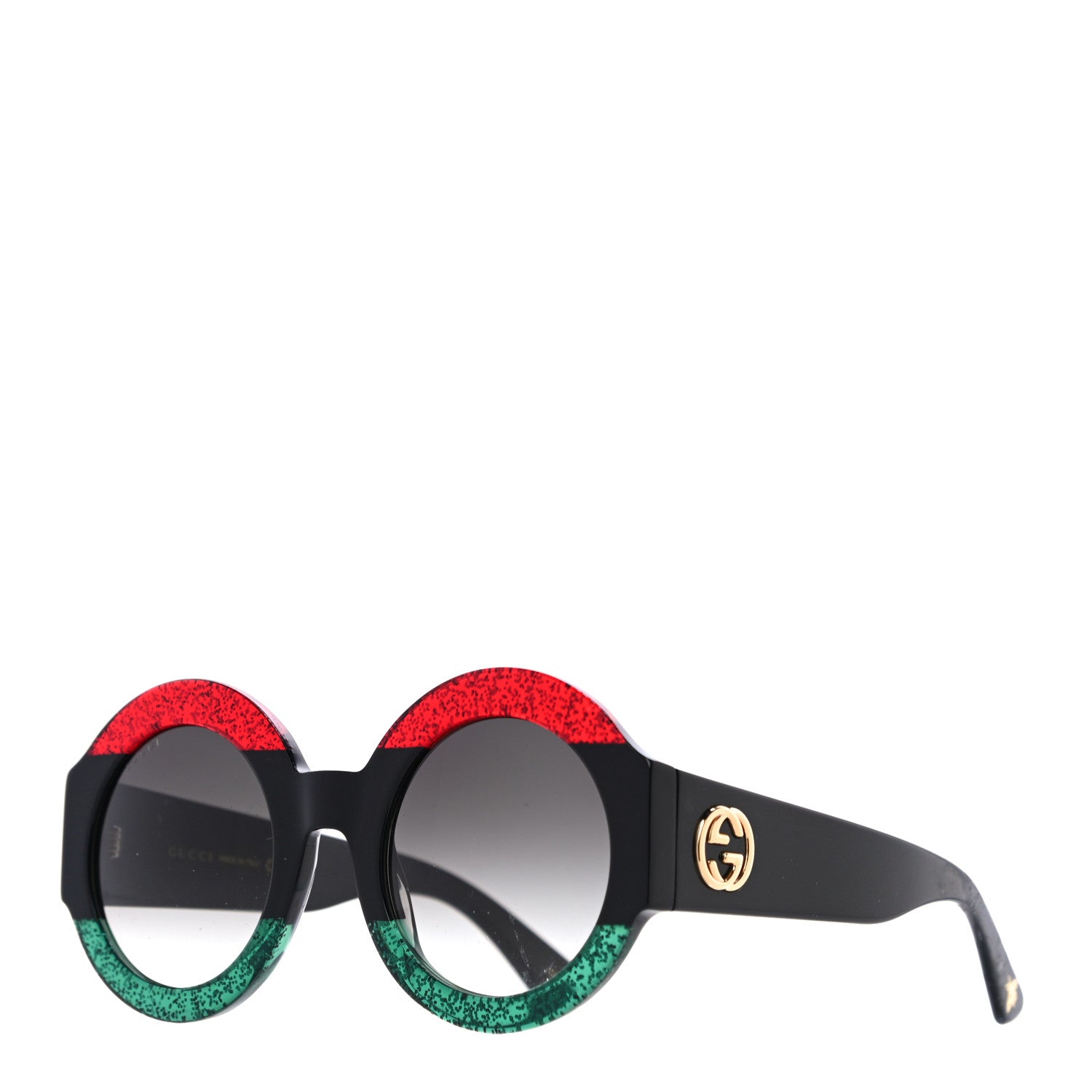 Gucci Acetate Round GG0084S Sunglasses Black Red Green 1 of 8
