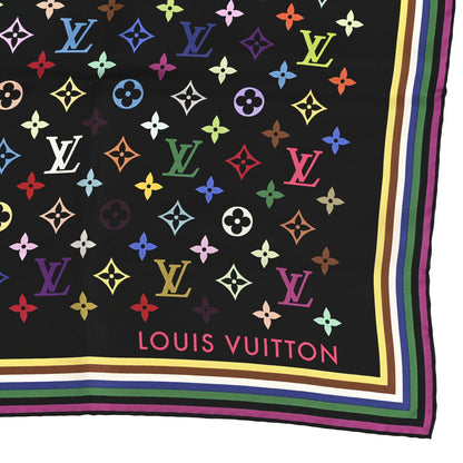 Louis Vuitton LV X TM Silk Monogram Multicolor Square 90 Scarf Black 2 of 3