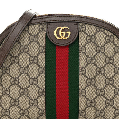 Gucci GG Supreme Monogram Textured Dollar Calfskin Web Small Ophidia Dome Shoulder Bag Beige Ebony New Acero 8 of 9