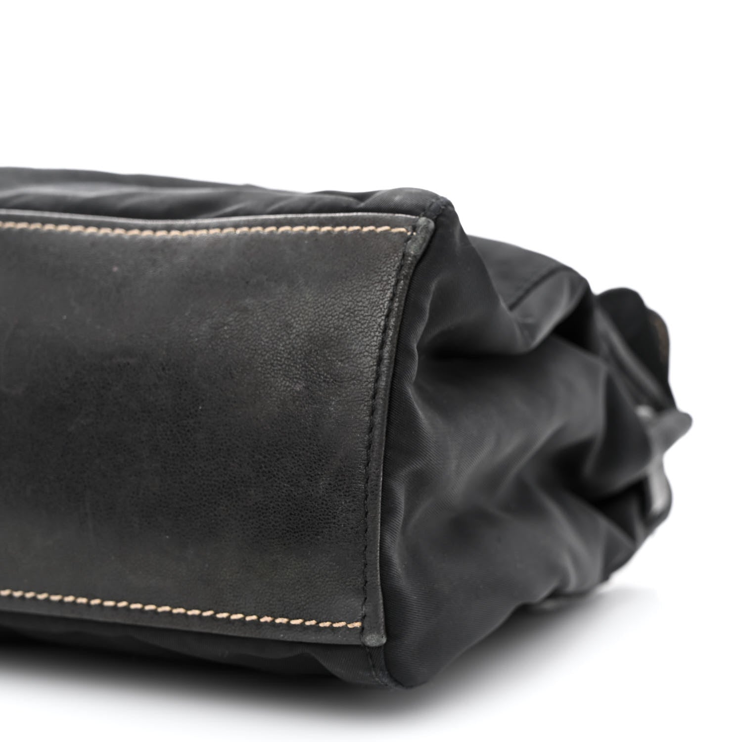 Prada Tessuto Nylon Vitello Foldover Pushlock Satchel Black 10 of 16