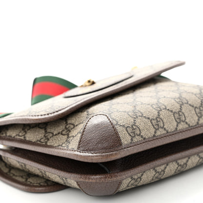 Gucci GG Supreme Monogram Web Small Neo Vintage Double Flap Messenger Bag Beige New Acero 12 of 13