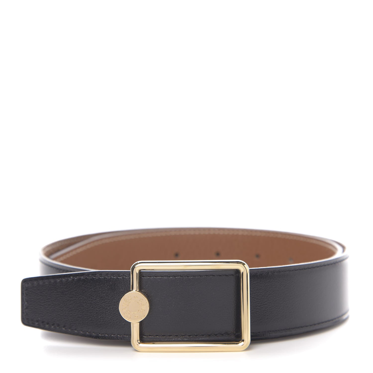 Hermes Togo Calfskin 38mm Oscar Belt 75 Gold Black 1 of 5