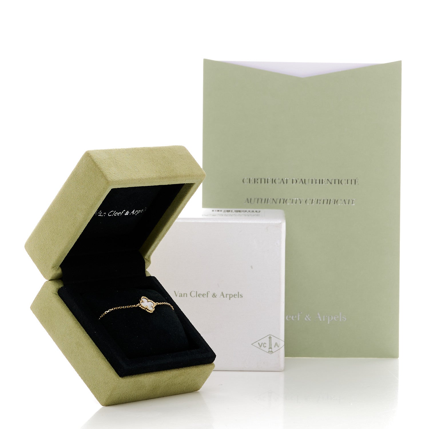 Van Cleef & Arpels 18K Yellow Gold Mother of Pearl Sweet Alhambra Bracelet 6 of 6