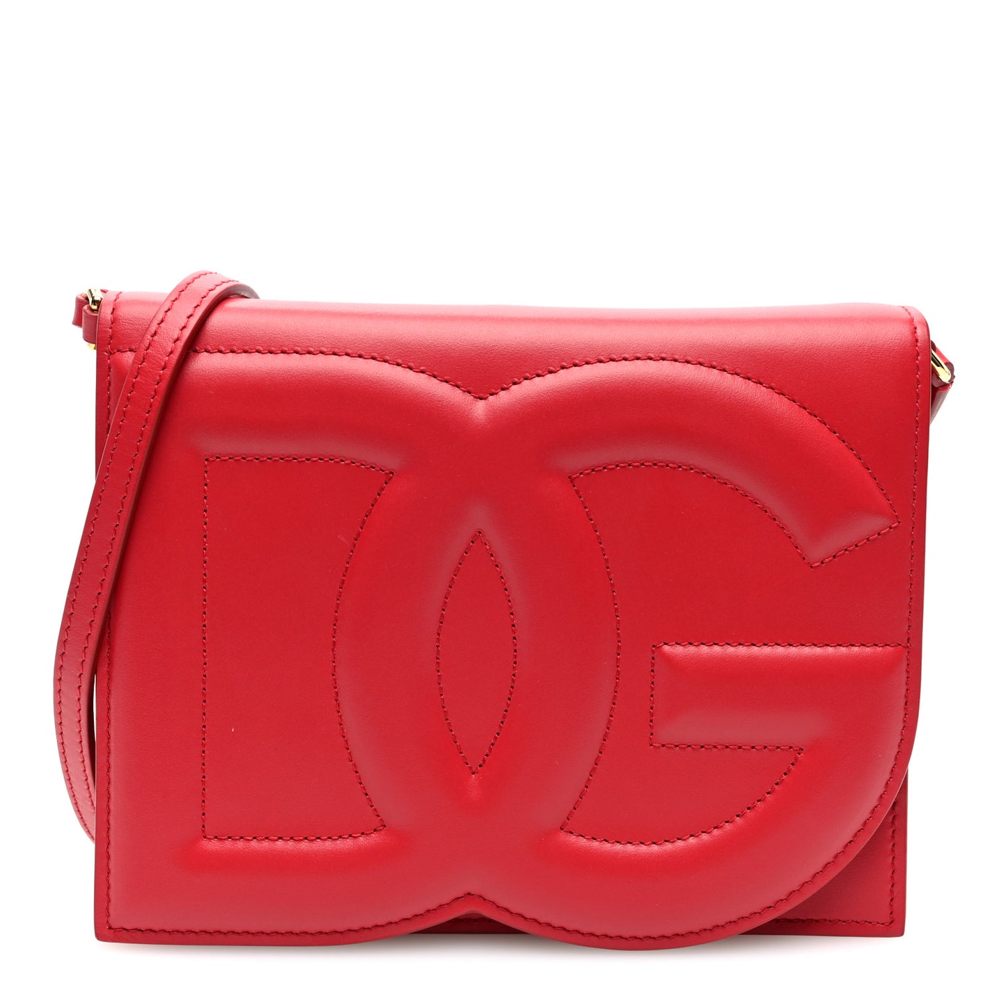 Calfskin DG Logo Flap Crossbody Bag Red