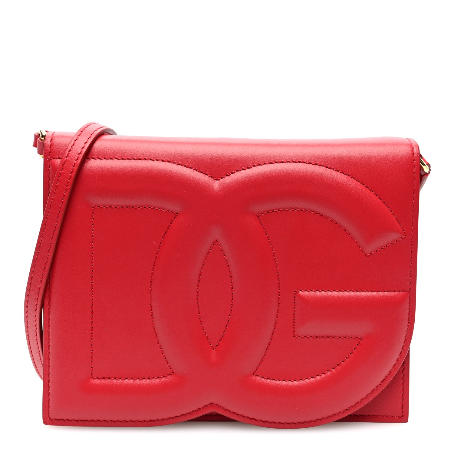 Dolce & Gabbana Calfskin DG Logo Flap Crossbody Bag Red 1 of 10