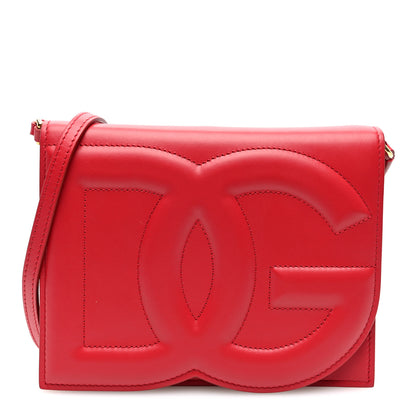 Dolce & Gabbana Calfskin DG Logo Flap Crossbody Bag Red 1 of 10