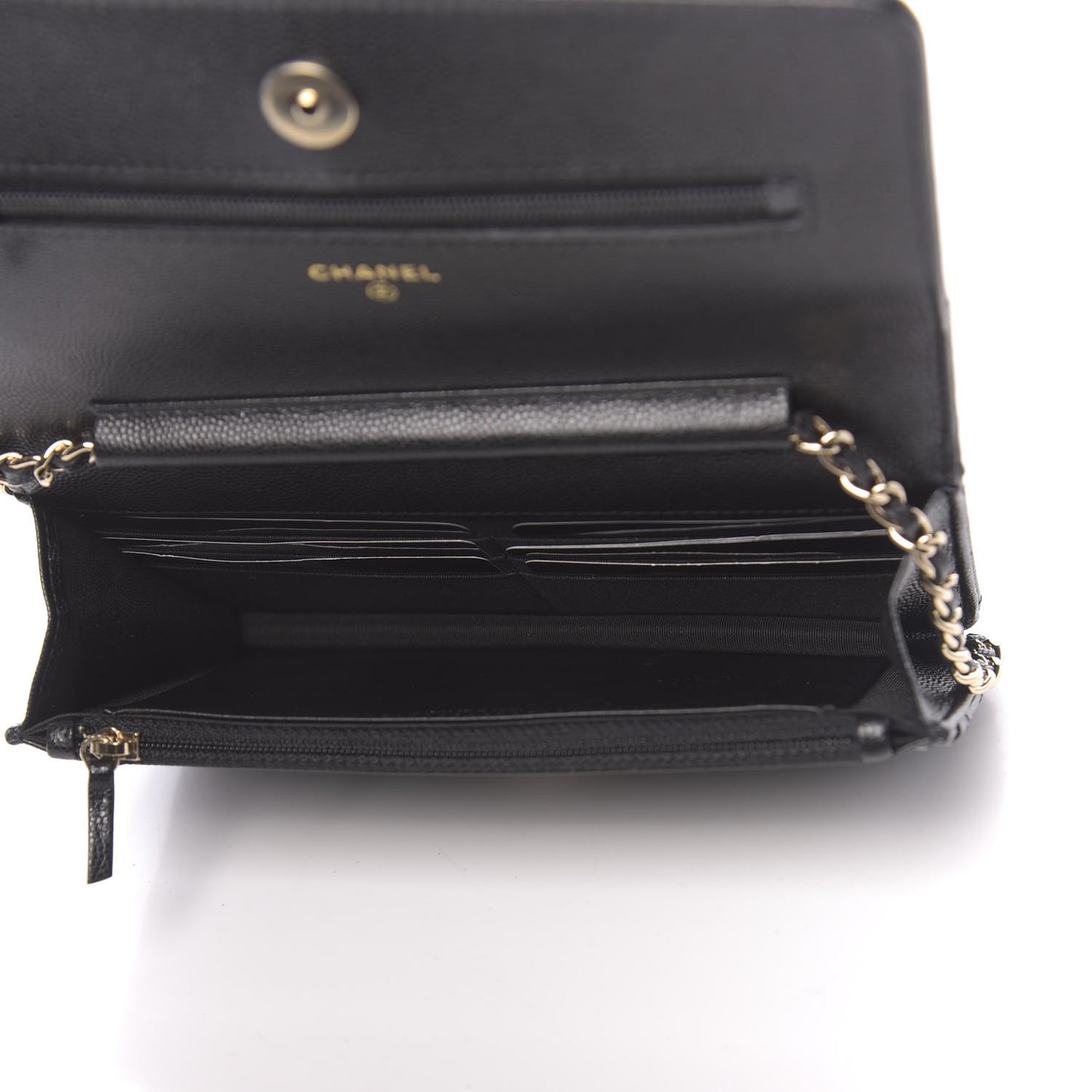 Caviar Quilted French New Wave Chain CC Wallet On Chain WOC Black