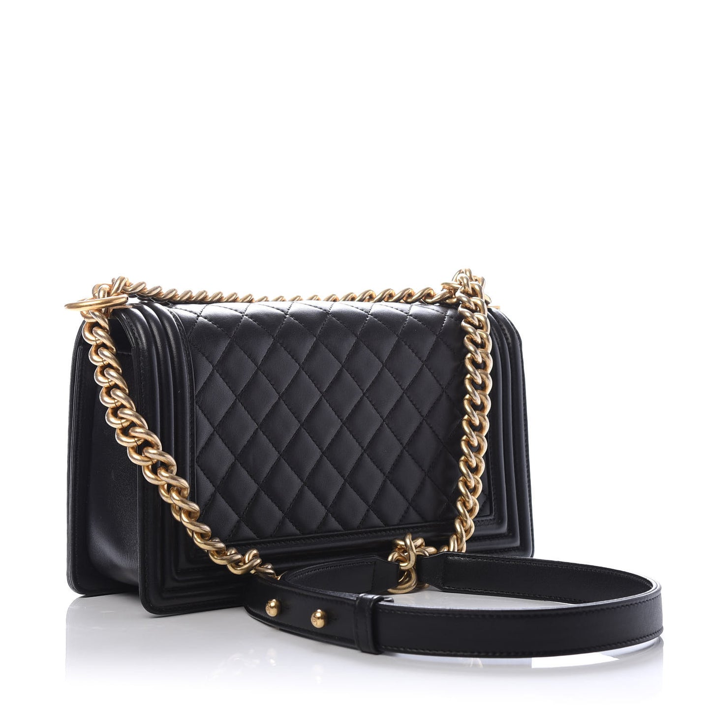 Lambskin Quilted Medium Boy Flap Black