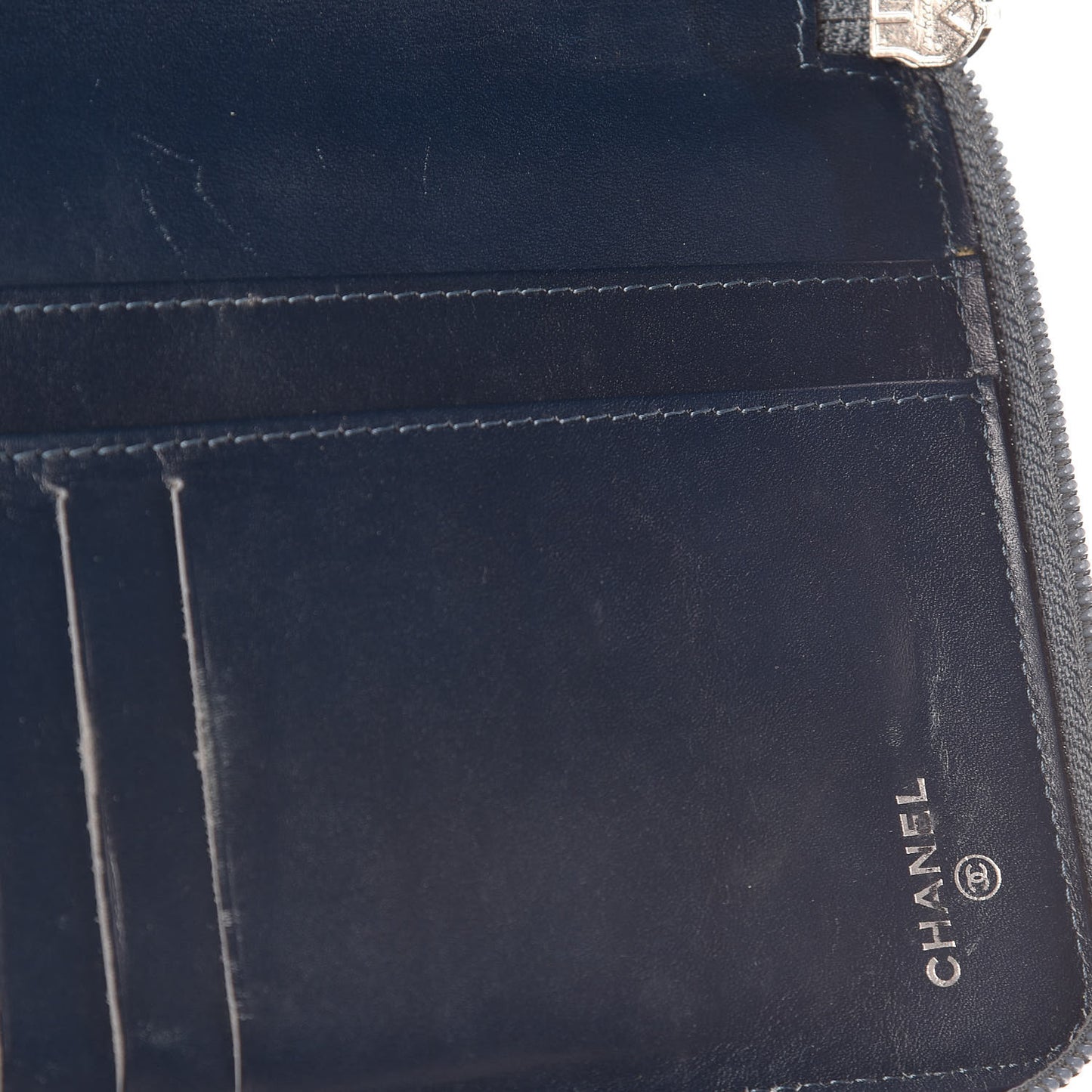 Caviar Large CC Timeless Zip Around Organizer Wallet Blue