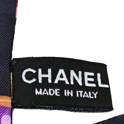 Chanel Silk Pearl CC Chain Slim Bandeau Scarf Navy Blue 3 of 3