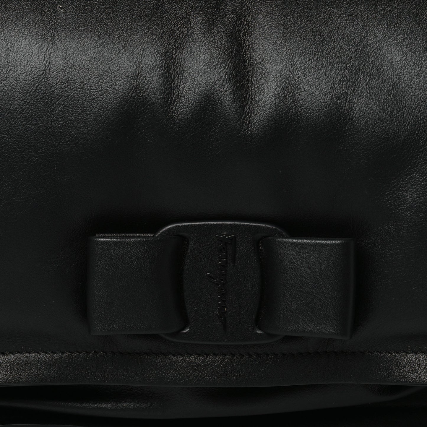 Calfskin Small Viva Bow Shoulder Bag Black
