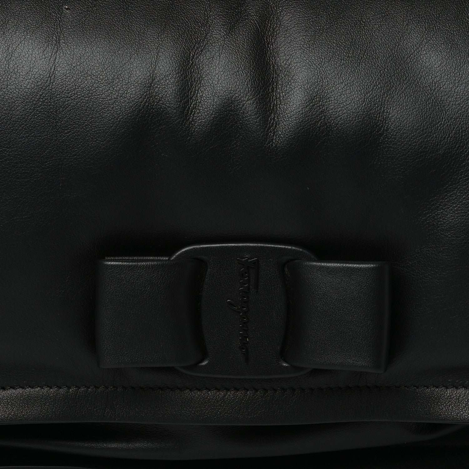 Salvatore Ferragamo Calfskin Small Viva Bow Shoulder Bag Black 9 of 11