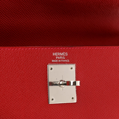 Hermes Epsom Kelly Sellier 32 Rouge Casaque 6 of 11