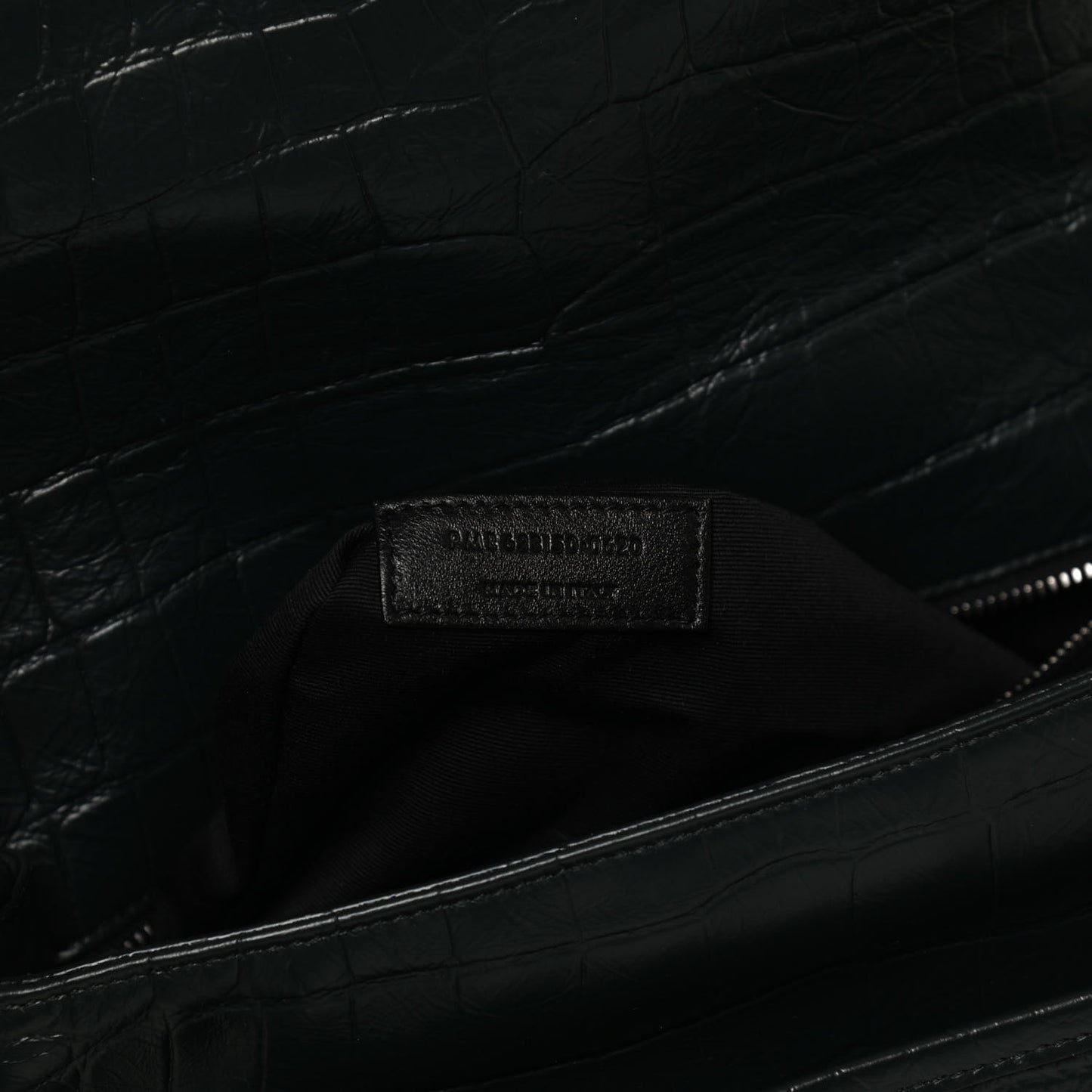 Lambskin Crocodile Embossed Monogram Medium Niki Chain Satchel Algea