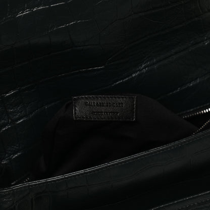 Saint Laurent Lambskin Crocodile Embossed Monogram Medium Niki Chain Satchel Algea 7 of 11
