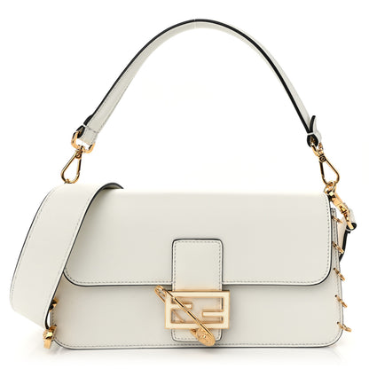Fendi X VERSACE Vitello Seta Fendace Brooch Baguette White Ice 1 of 10
