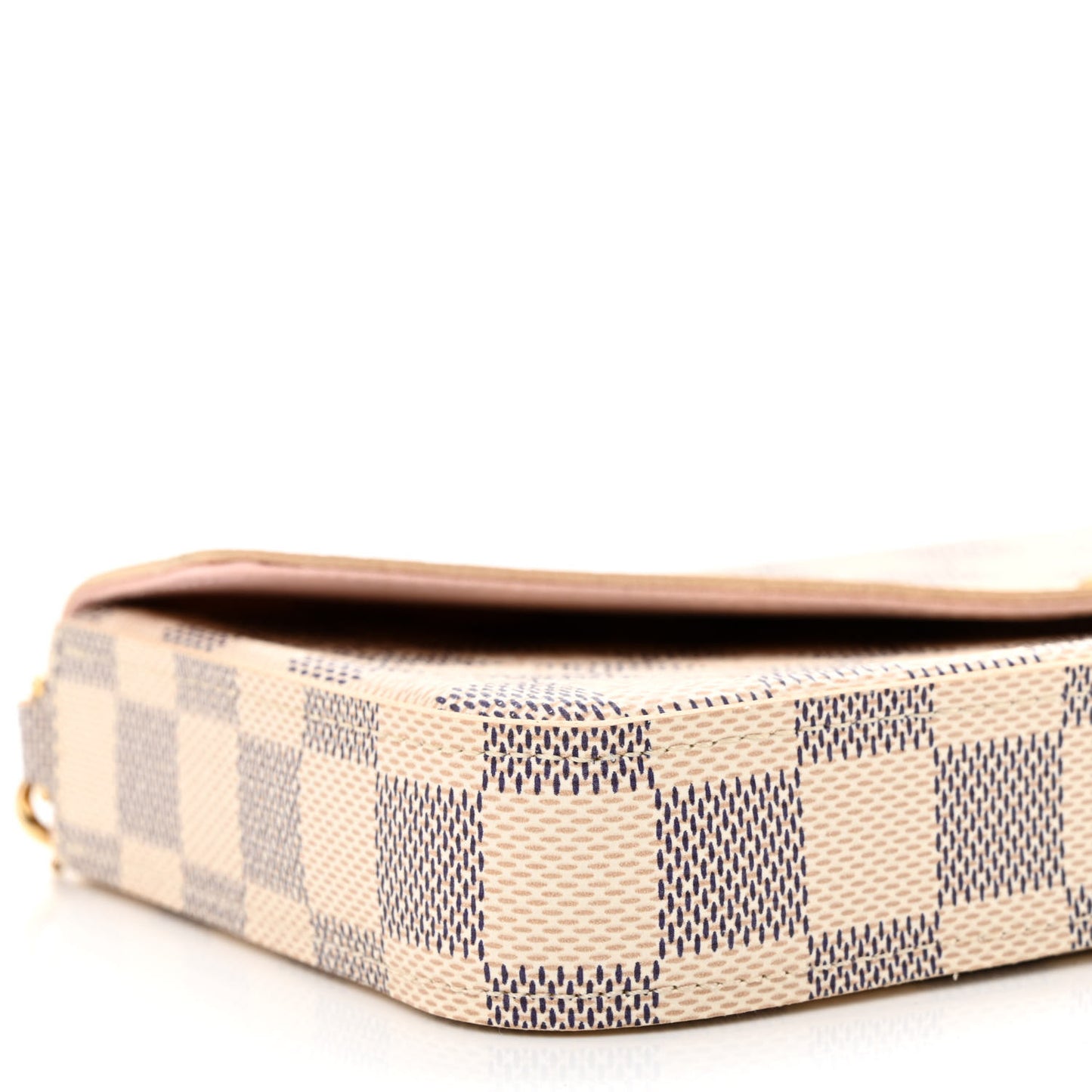 Damier Azur Pochette Felicie Chain Wallet Rose Ballerine