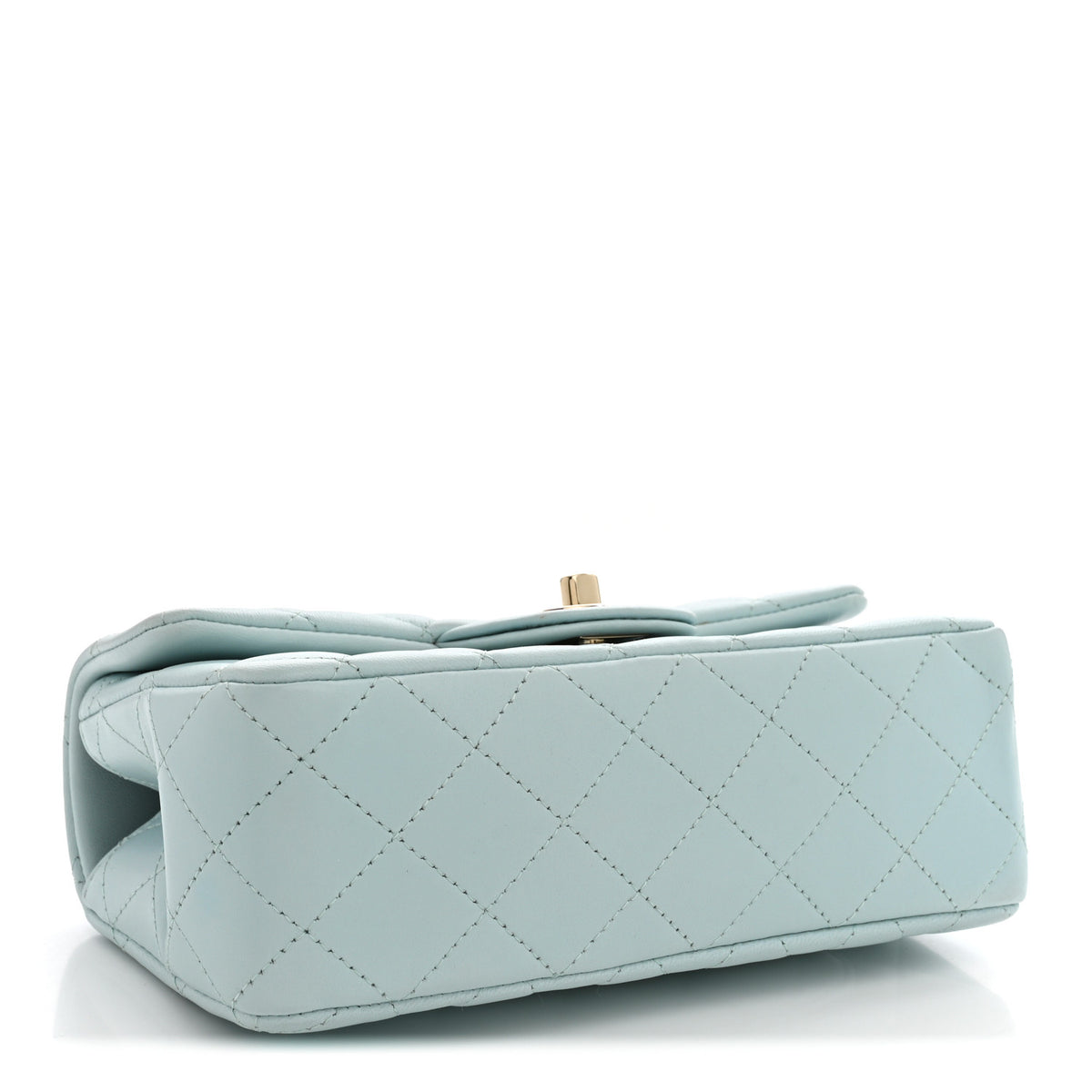 Lambskin Quilted Mini Top Handle Rectangular Flap Light Blue