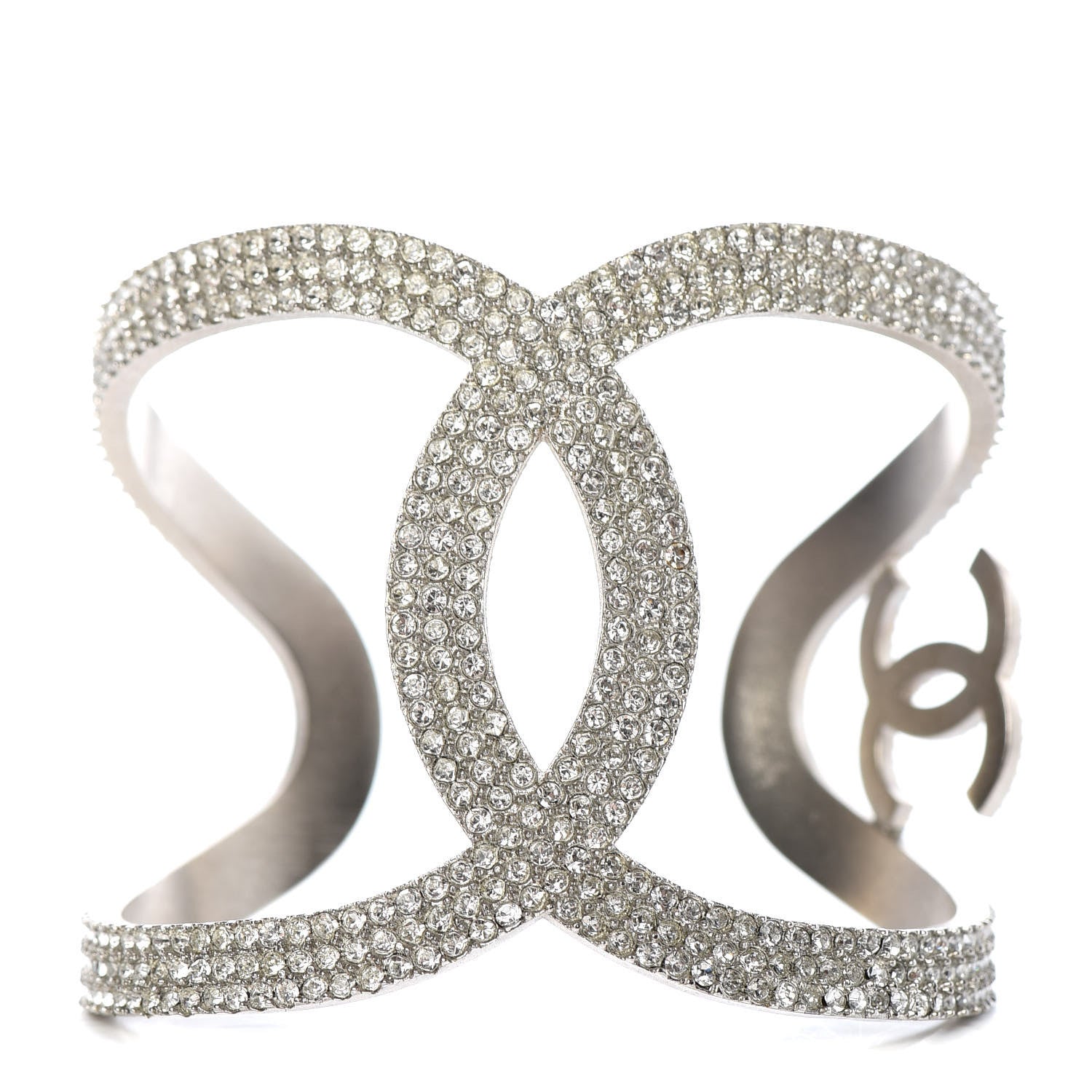 Chanel Crystal CC Cuff Silver 1 of 6