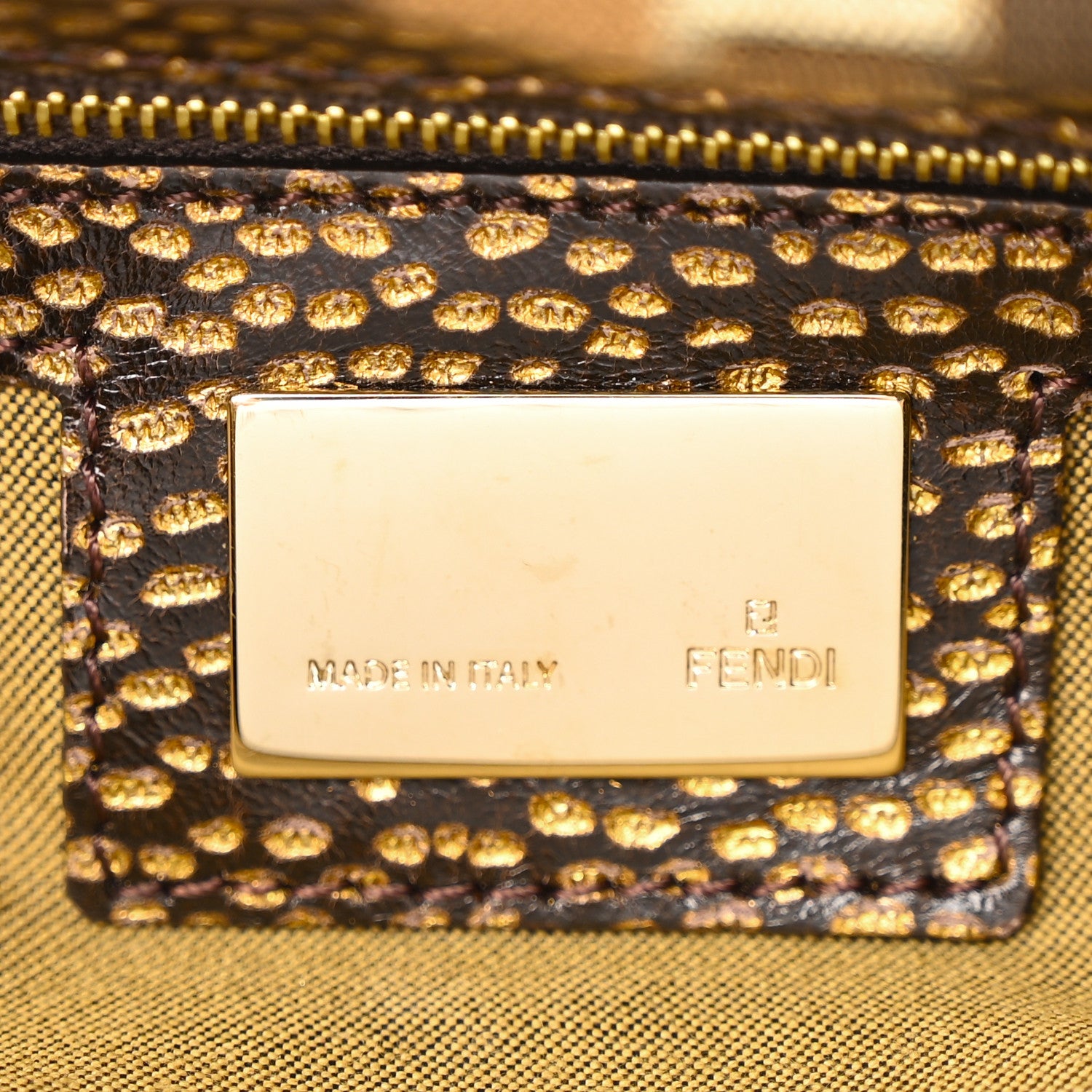 Fendi Zucca Vitello Crystal Baguette Tobacco Moro 6 of 10