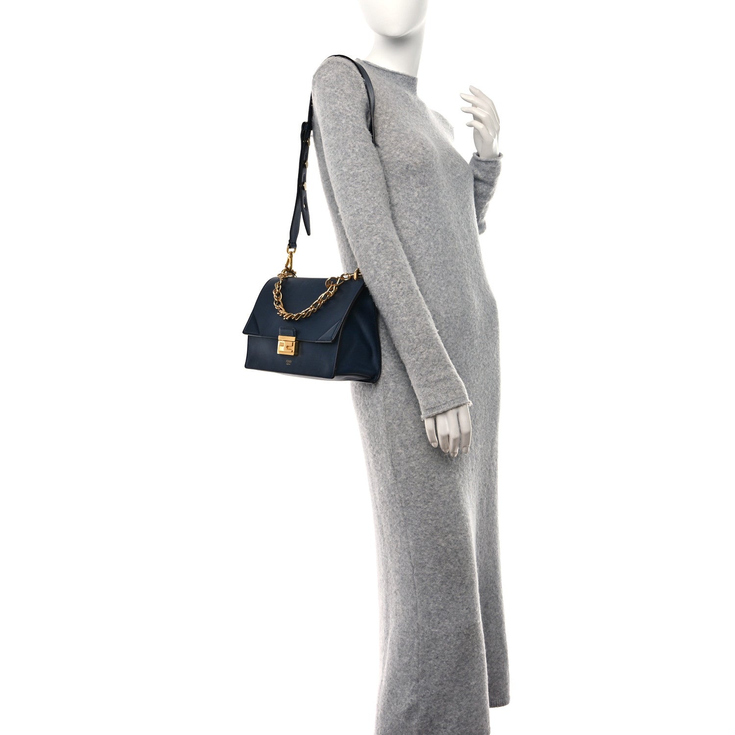Fendi Vitello Grace Matte F is Fendi Kan U Shoulder Bag Navy Blue 2 of 10