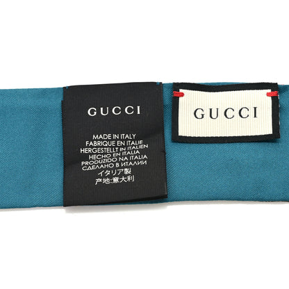 Gucci Silk Twill GG Monogram Special Flory Neck Bow Scarf Beige Sky Blue 3 of 3