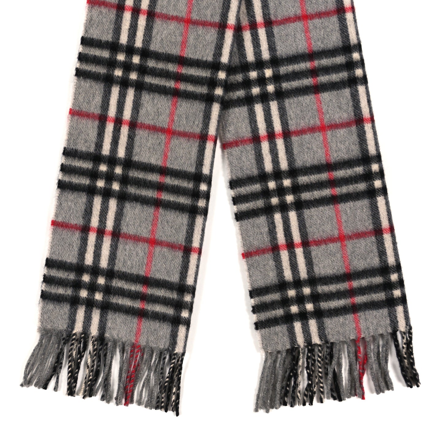 Cashmere Nova Check Fringe Scarf Dark Grey