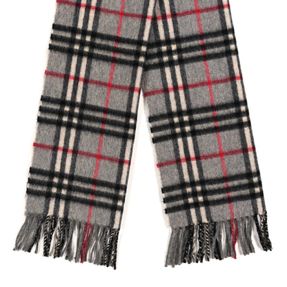 Burberry Cashmere Nova Check Fringe Scarf Dark Grey 2 of 3