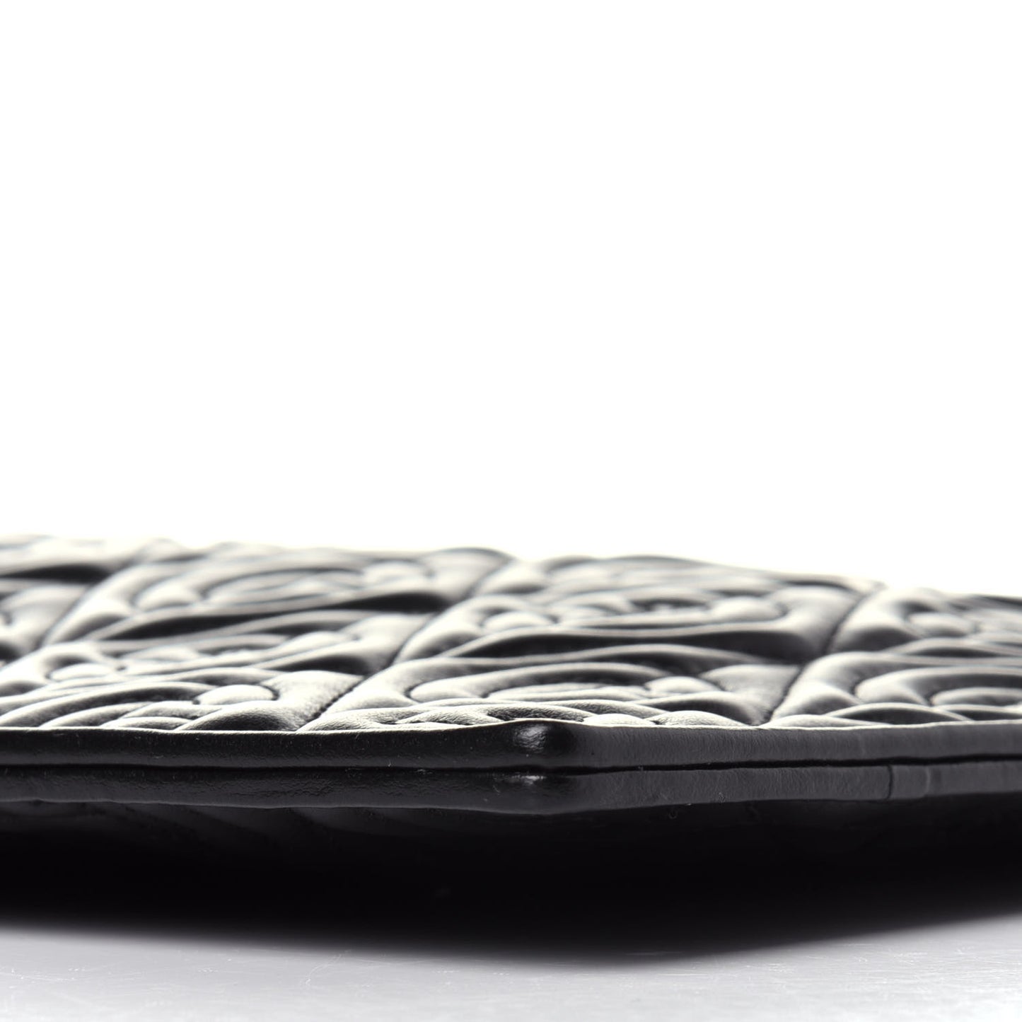 Calfskin G Rhombus Quilted Documents Holder Black