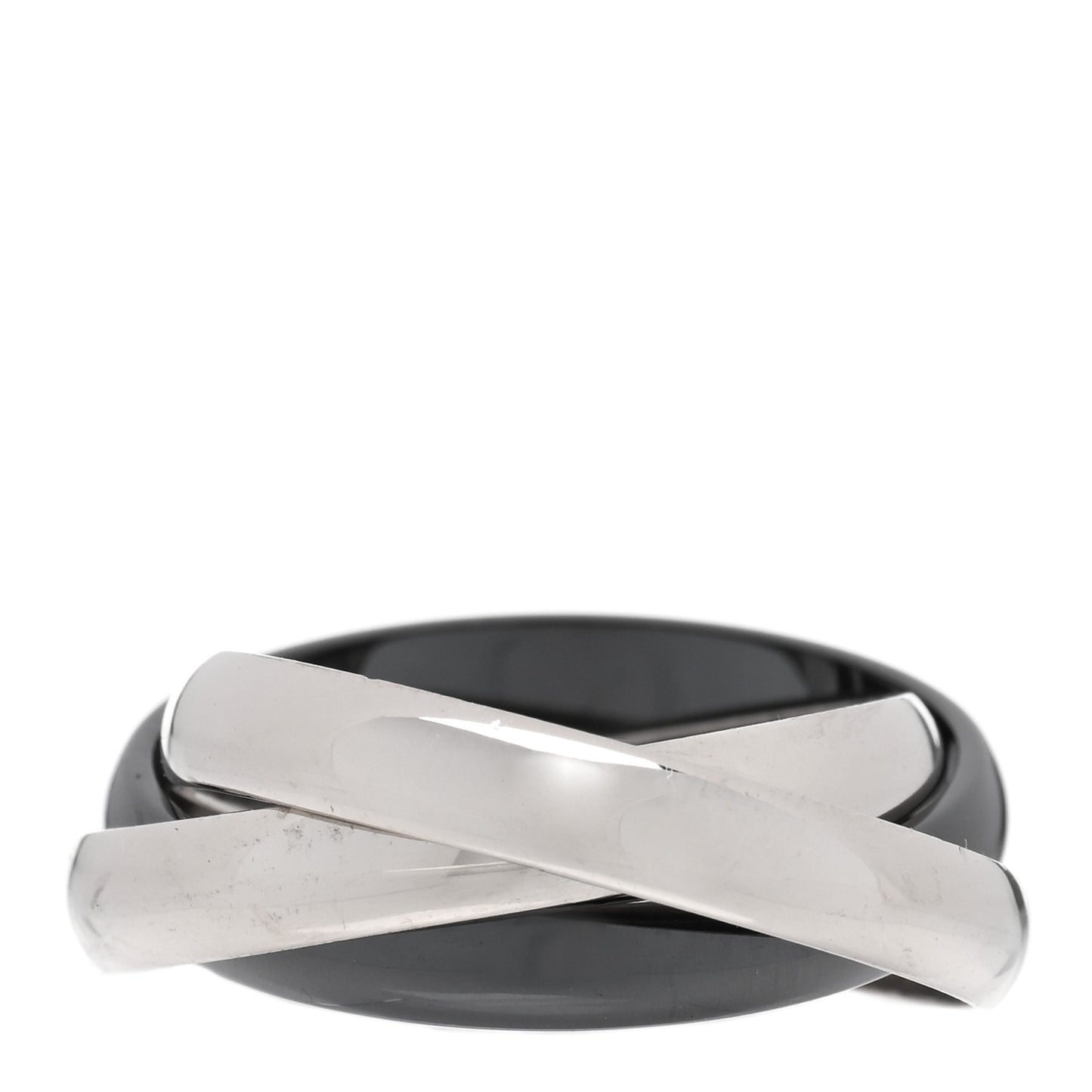 18K White Gold Black Ceramic Trinity Ring 57 8