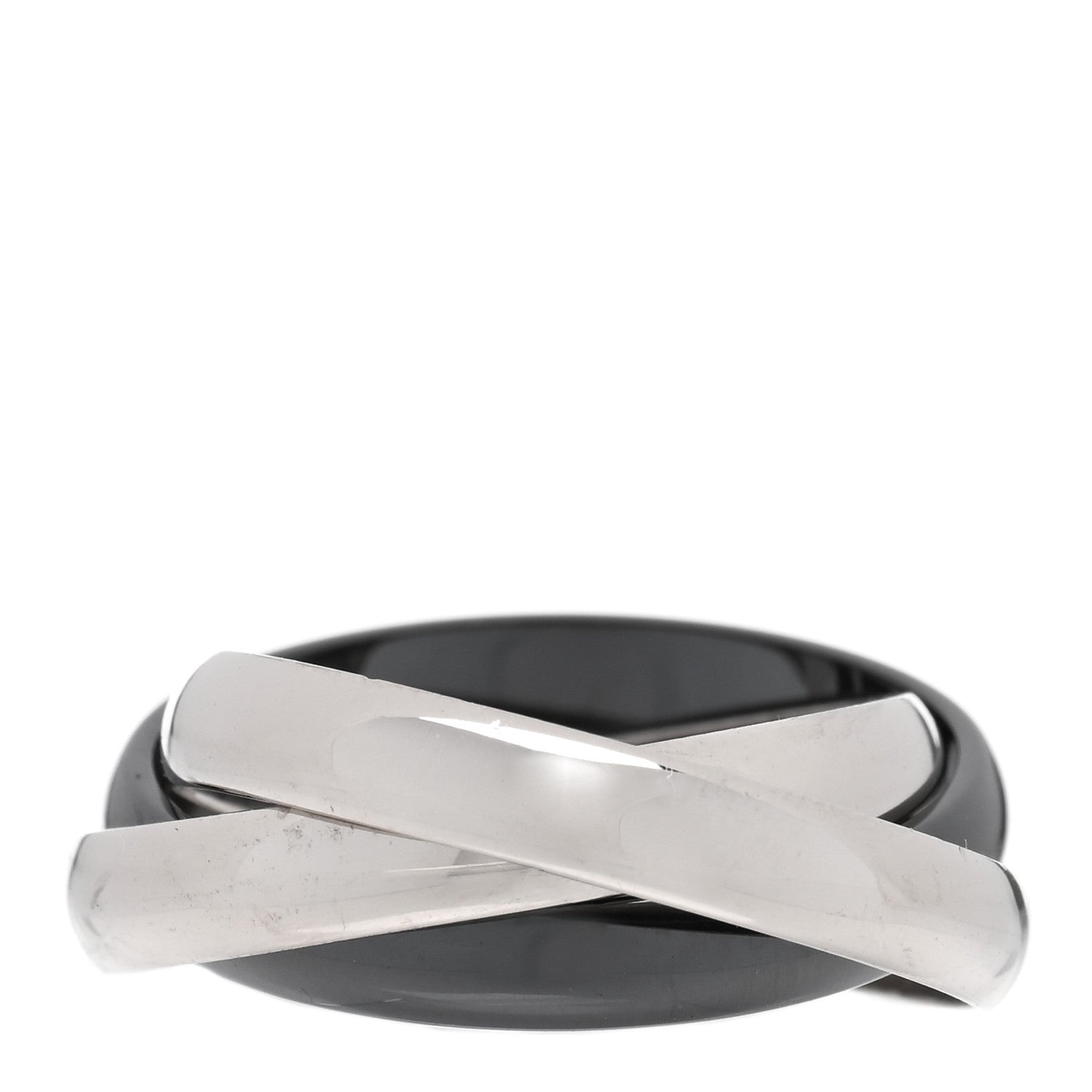 Cartier 18K White Gold Black Ceramic Trinity Ring 57 8 3 of 4