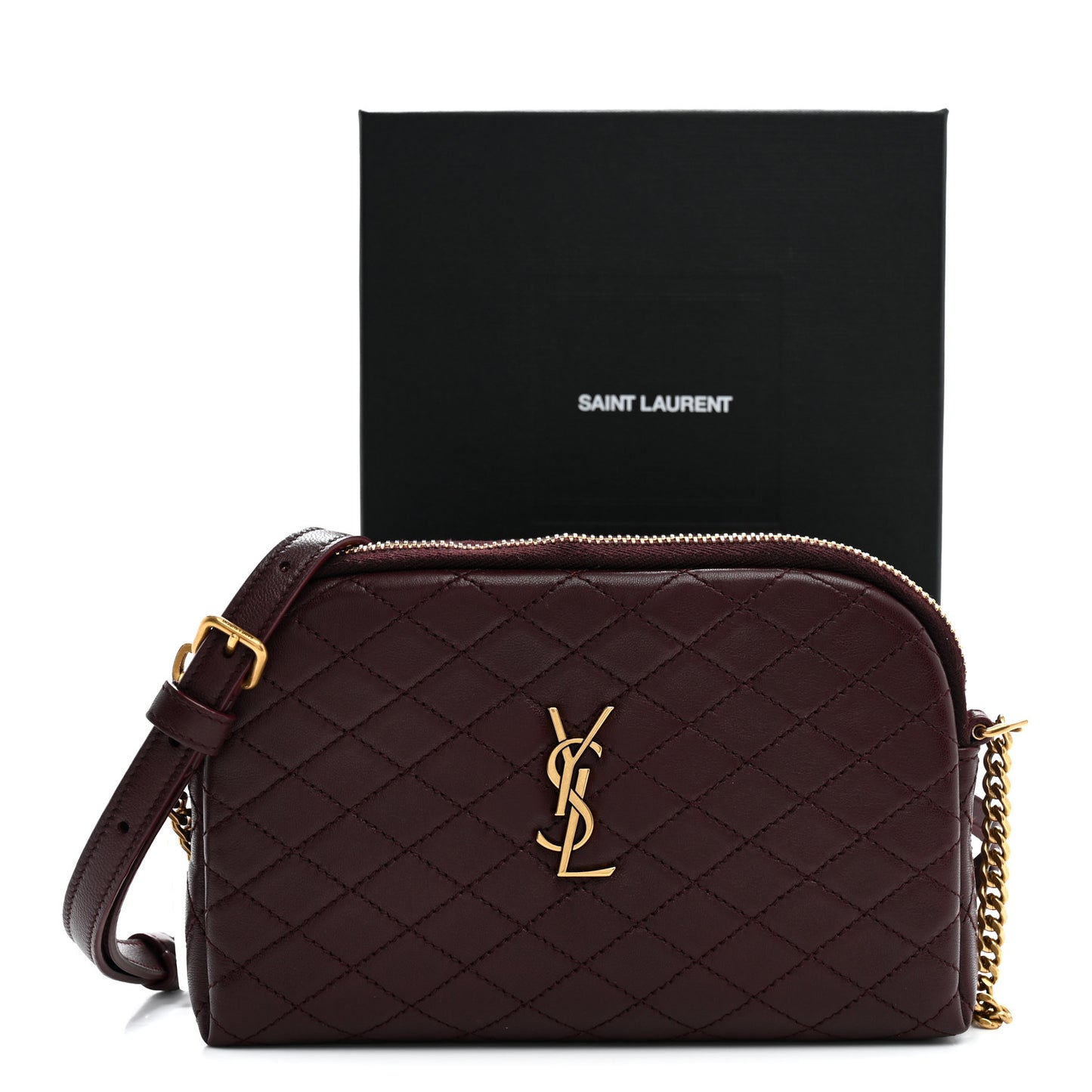 Lambskin Quilted Gaby Zipped Pouch Hot Wine