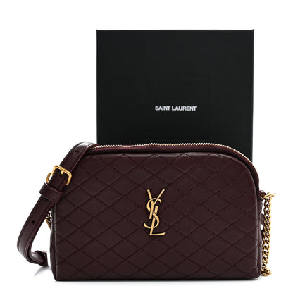 Saint Laurent Lambskin Quilted Gaby Zipped Pouch Hot Wine 11 of 11