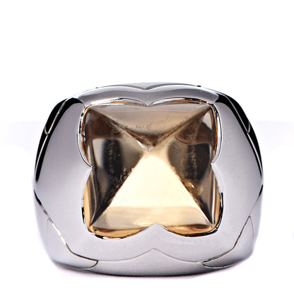 Bulgari 18K White Gold Citrine Ring 53 6.25 1 of 8