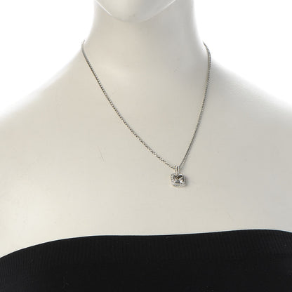 David Yurman Sterling Silver Diamond White Topaz 7mm Petite Albion Pendant Necklace 2 of 7