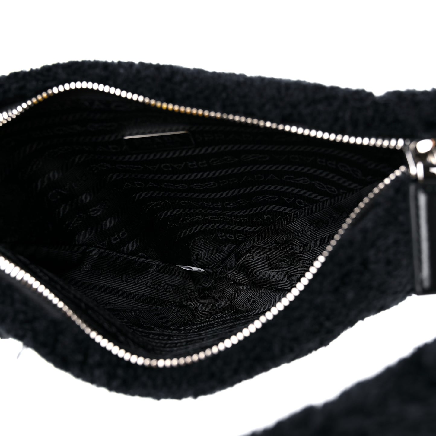 Terry Cloth Triangle Pouch Bag Black White