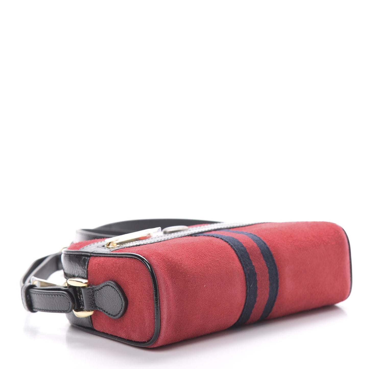 Suede Patent Web Mini Ophidia Shoulder Bag Red